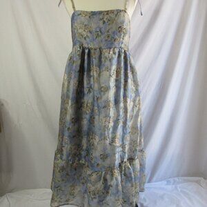 Wild Fable Midi Babydoll Sundress Dress Organza Blue Floral Size XS NWOT